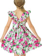 Girls Floral Cotton Dress - Sleeveless Summer Dress with Zipper Closure