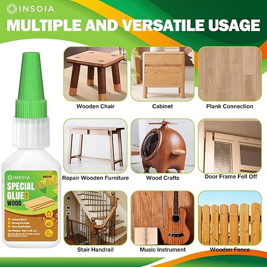 Wood Glue, 30g Clear Woodworking Adhesive for Furniture Repair and DIY Crafts ??Super Instant Glue, Fast-Drying, Waterproof, Heavy-Duty Bonding for Carpentry Projects