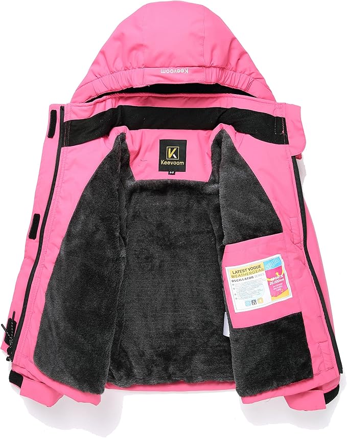 Keevoom Girl's Ski Jacket Winter Warm Thick Snow Coat Windproof Kids Outdoor Hooded Jackets