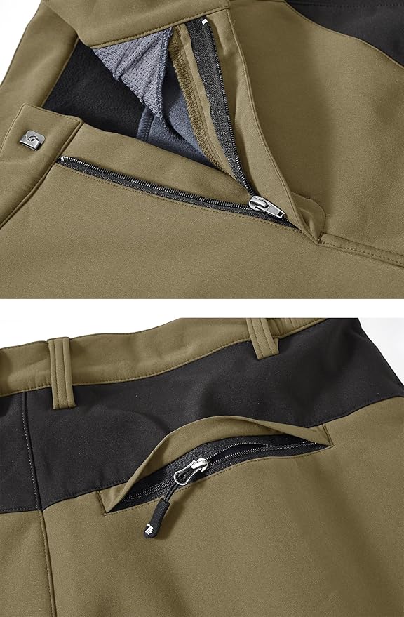 YSENTO Men's Fleece Lined Ski Snow Pants Winter Waterproof Softshell Insulated Hiking Cargo Pants