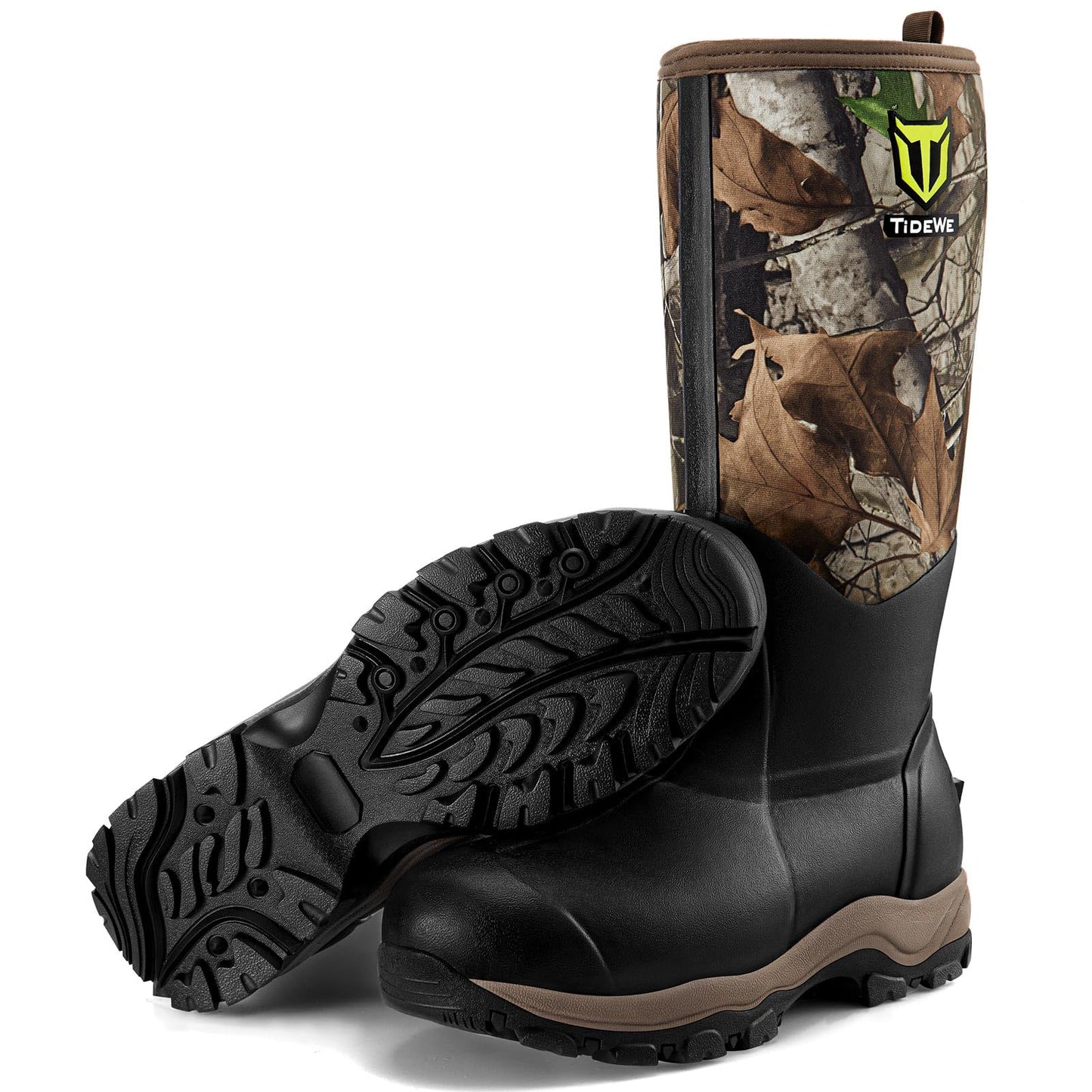 TIDEWE Hunting Boot for Men, Insulated Waterproof Sturdy 16" Men's Hunting Boot, 6mm Neoprene and Rubber Outdoor Boot (400g Insulated & Standard)