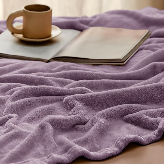 Bedsure Fleece Throw Blanket for Couch Fog Purple - Lightweight Plush Fuzzy Cozy Soft Blankets and Throws for Sofa, 50x60 inches