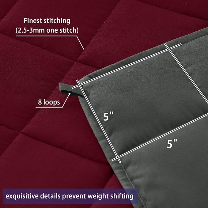 yescool Weighted Blanket for Adults (30 lbs, 88” x 104”, Red Grey) Cooling Heavy Blanket for Sleeping Perfect for 290-310 lbs, King Size Breathable Blanket with Premium Glass Bead