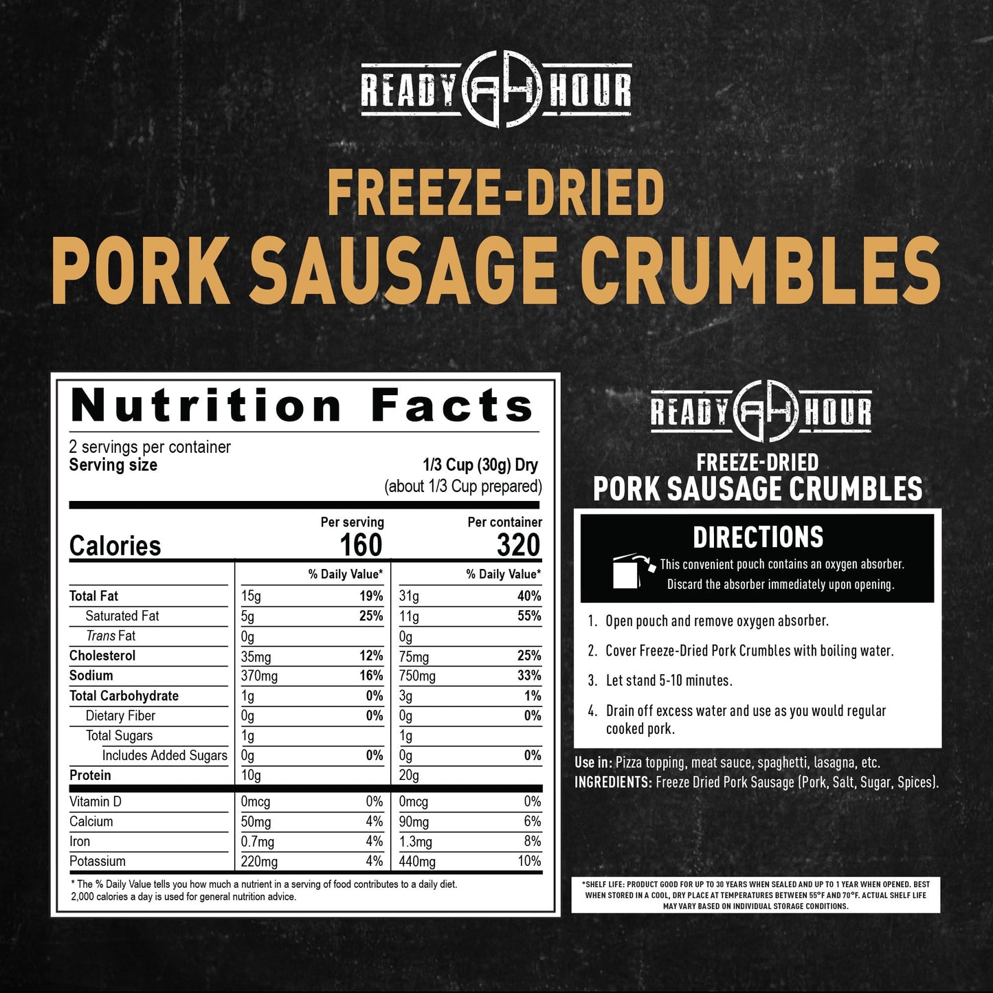 Ready Hour Black Bean Burger Mix Case Pack – 36 Servings (6 Pouches) – Emergency Vegetarian Food, Long Term Storage, Shelf-Stable Veggie Burger, Survival Food Mix