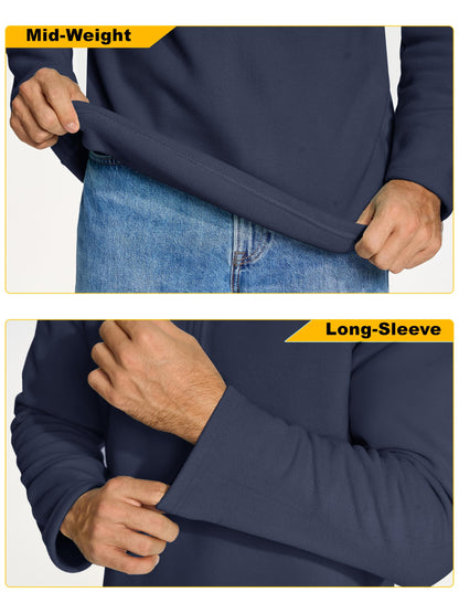 KEFITEVD Mens Quarter Zip Pullover Stand Collar Fleece Sweater Navy Size XL