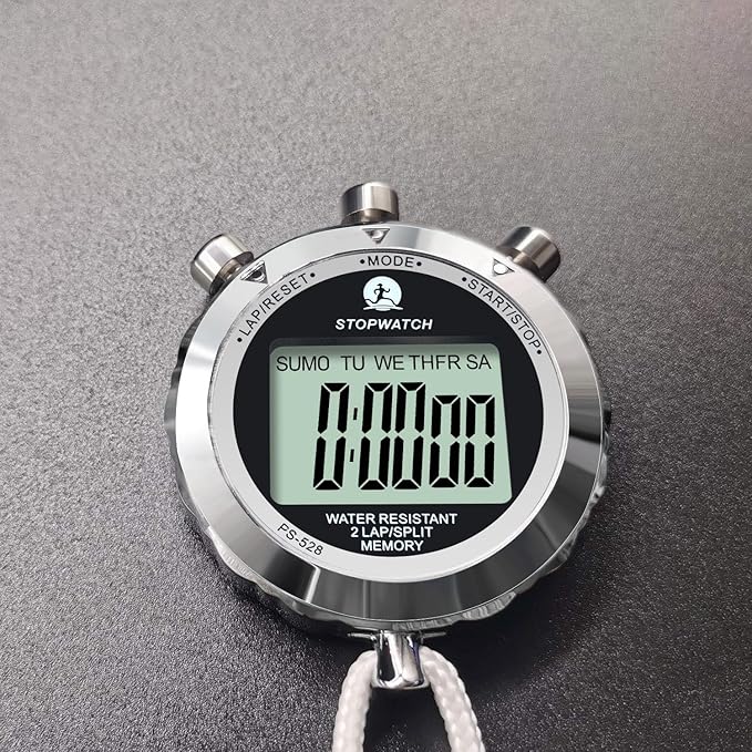 Stopwatch, Metal Stop Watch for Sports 10/100/400 Laps, Stopwatches Timer for Coach Sports Running with 0.01second & 0.001second Timing, Conutdown, Alarm