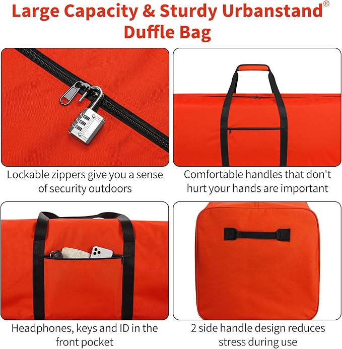 52 Inch Large Duffle Bag for Travel Camping Sport Equipment Storage Bag with 2-way Lockable Zippers Orange