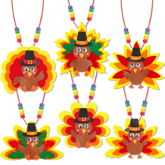 Huyamap Thanksgiving Truthahn-Halsketten-Bastelsets, 24 Stück, bunter Stil 1