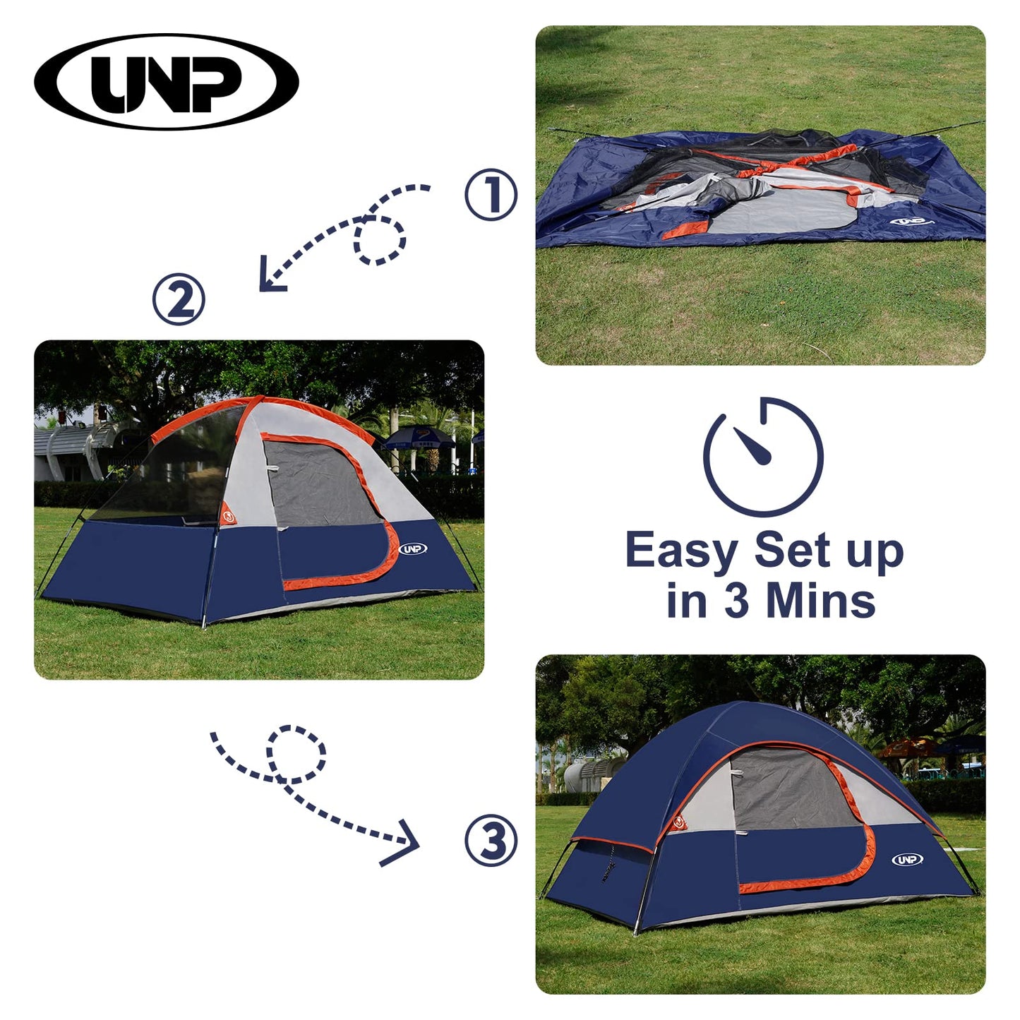 Camping Tent 2 Person, Waterproof Windproof Tent with Rainfly Easy Set up-Portable Dome Tents for Camping…