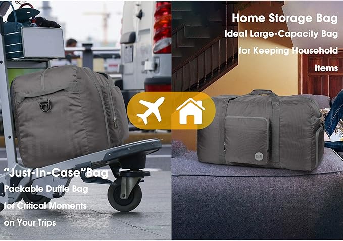 WANDF Foldable Travel Duffel Bag 60-120L Duffle Carry on for Women and Men