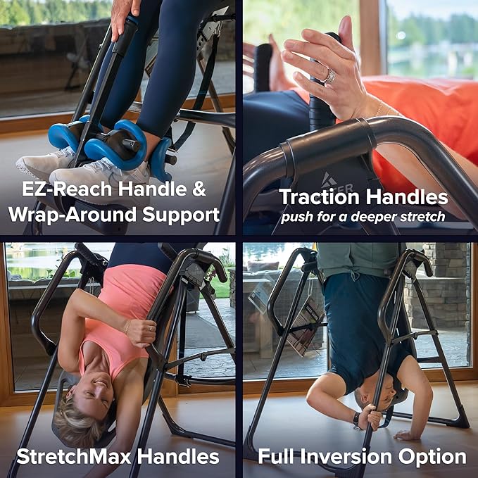 Teeter FitSpine X3 Inversion Table w/ Accessories for Back Pain Relief, Deluxe Easy-Reach Ankle Lock, FDA Registered, UL Safety Certified, 300 lb Capacity, Designed & Patented in USA
