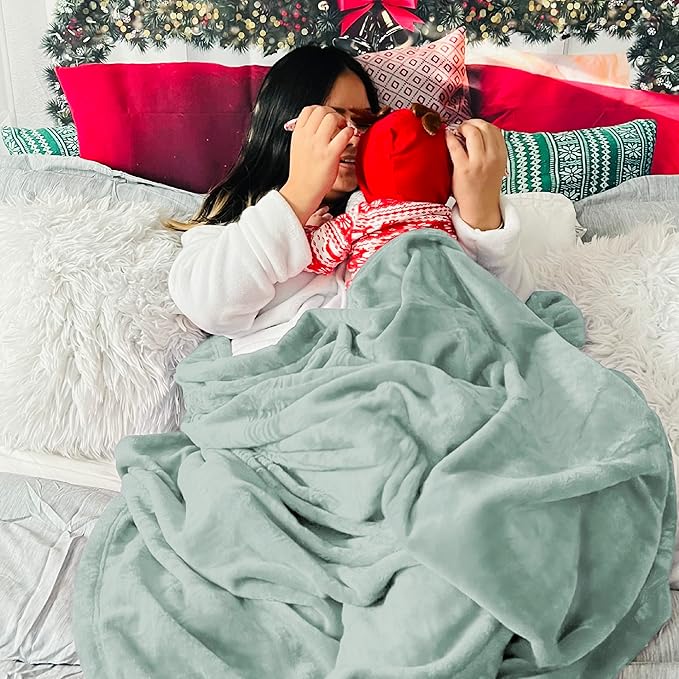 Bedsure Twin XL Fleece Blanket Dorm Bedding - Lightweight Soft Cozy Blankets for Bed, Sofa, Couch, Travel, Camping, Sage Green, 66"x90"