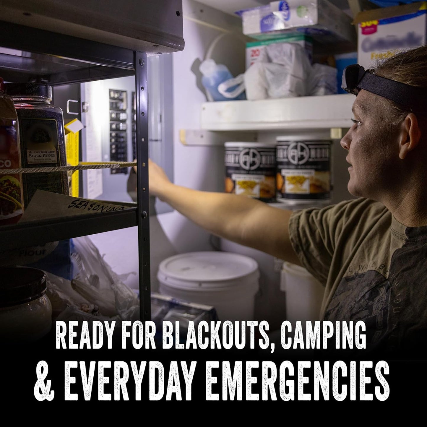 Ready Hour Rechargeable LED Headlamp with Motion Sensor, Hands Free Survival and Camping Light for Emergencies, Blackouts, Hiking, Outdoor Use