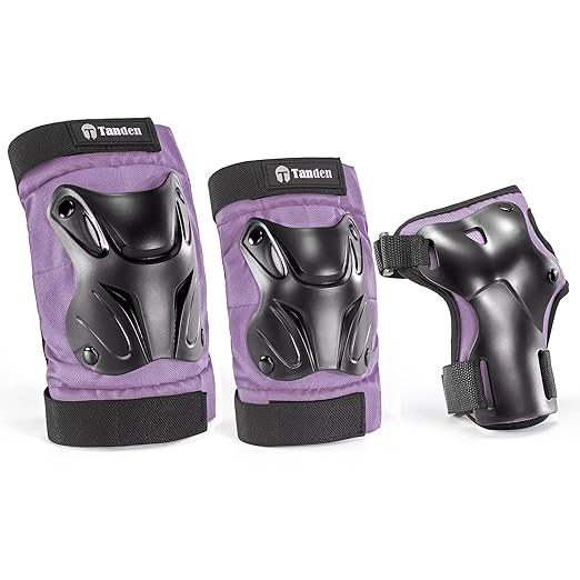 Skating Protective Gear Adult Knee and Elbow Pads Wrist Guards for Roller Skating Skateboarding, Skate Pads Adult Knee Pads for Men Women Purple
