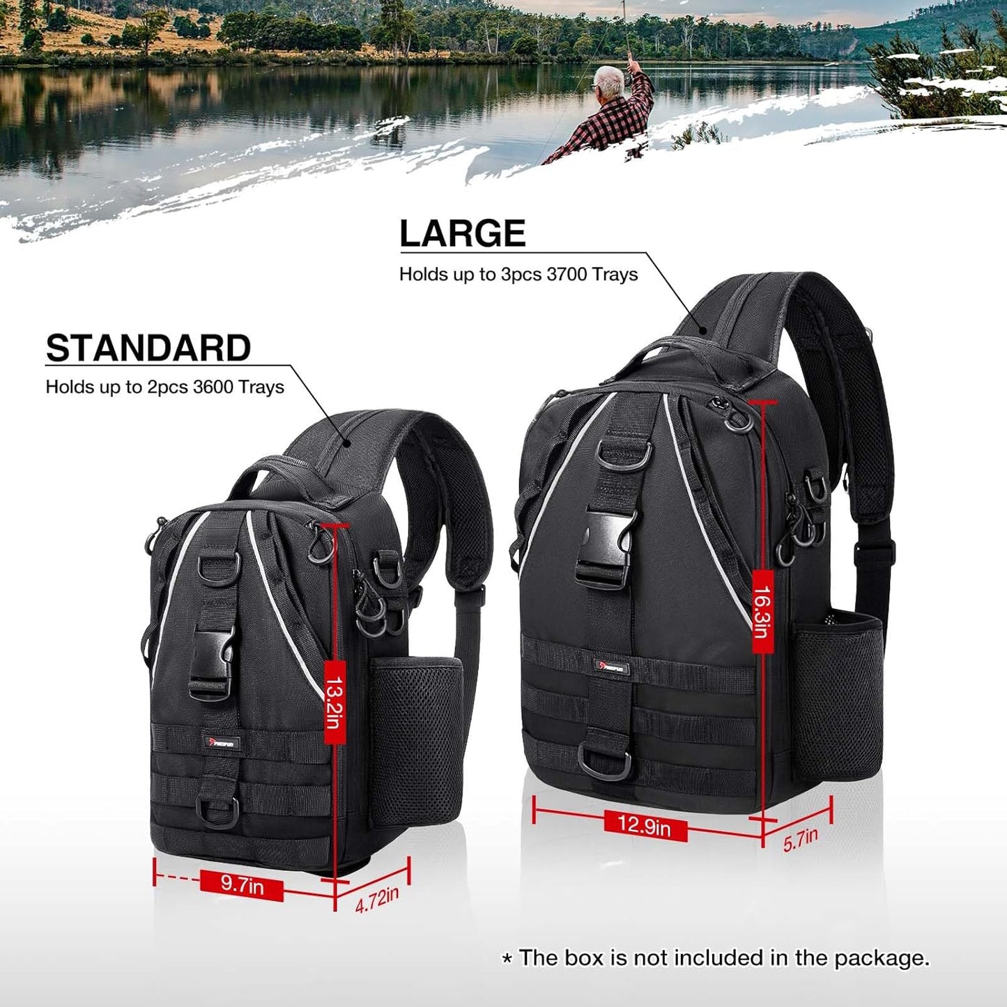 Piscifun Fishing Backpack with Rod Holder, Lightweight Sling Bag Storge Gear and Equipment