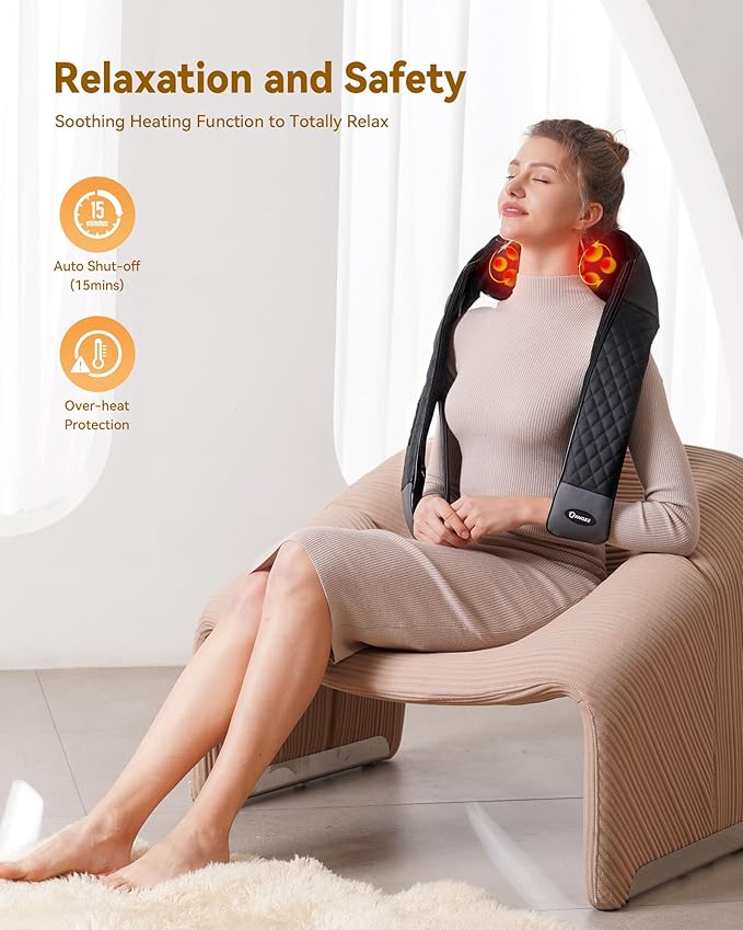 Shiatsu Neck and Shoulder Massager with Heat, Neck and Back Massager, Deep Tissue 4D Kneading Massage Pillow for Shoulder, Back, Body Muscle Pain Relief, Gifts for Women Men Mom Dad Friend, Corded Use