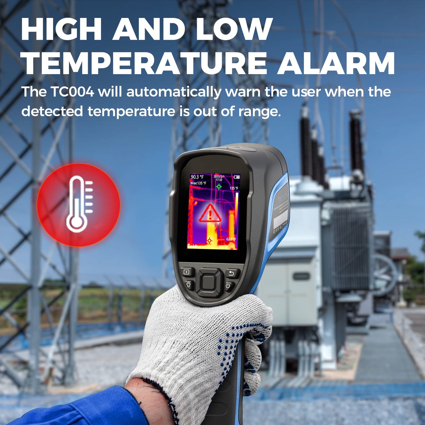 TOPDON TC004 Thermal Imaging Camera, 320 x 240 TISR Resolution, 256 x 192 IR High Resolution, 12-Hour Battery Life Handheld Infrared Camera with PC Analysis and Video Recording Supported, 32GB SD Card