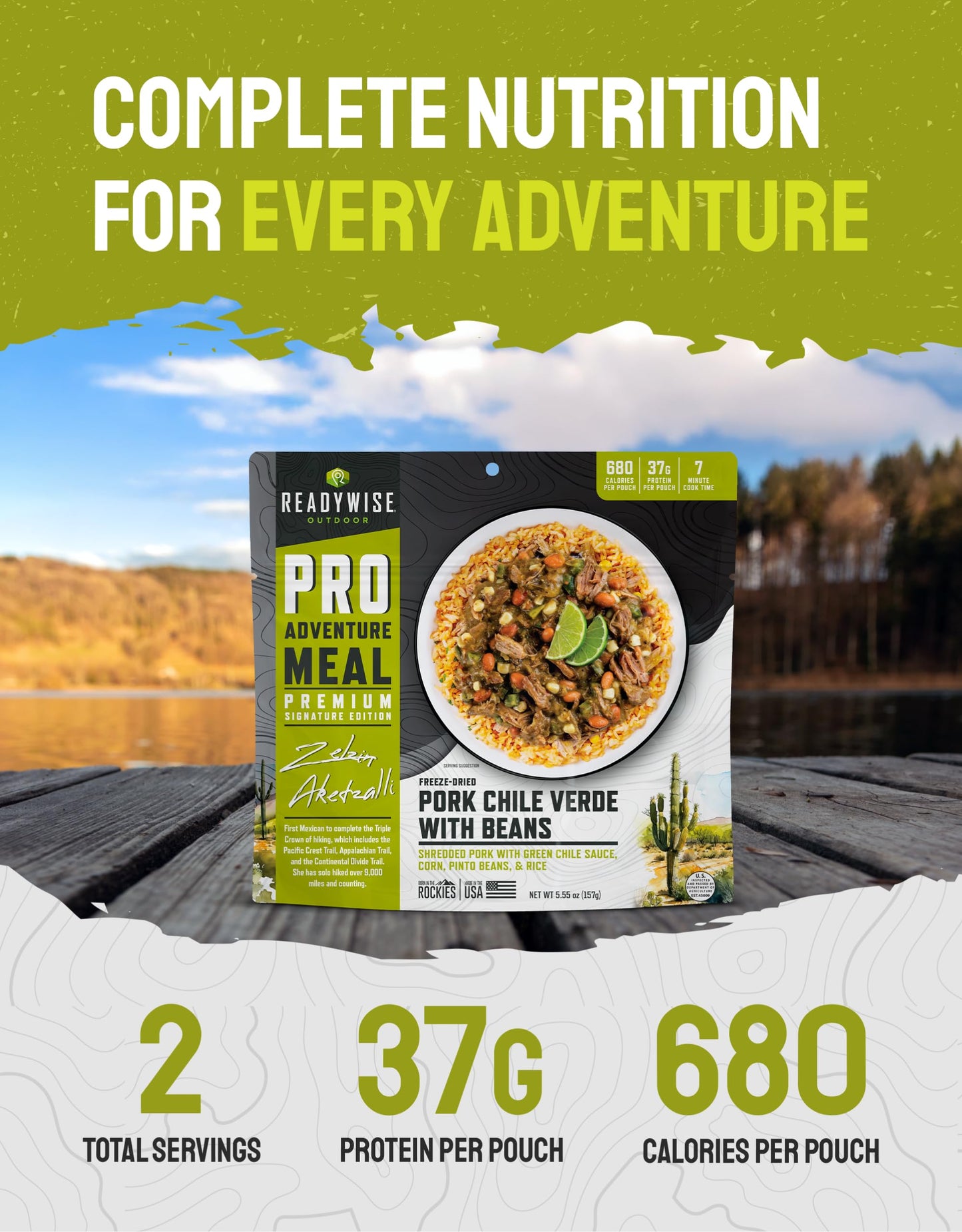 ReadyWise Outdoor Pro Adventure Meal - Country-Style Chicken Pot Pie, 2 Servings, 1 Pouch, 900 Calories, 30g Protein, Freeze Dried Food & Dehydrated Backpacking Camping Meals, up to 5 Year Shelf Life