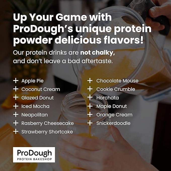 ProDough Gourmet Whey Isolate Hydrolized Protein Powder for Shake Mix- Easy Digest Enzyme Blend, 25g Protein per Serving, Natural Ingredients, Gluten Free, Keto Friendly (Orange Cream)