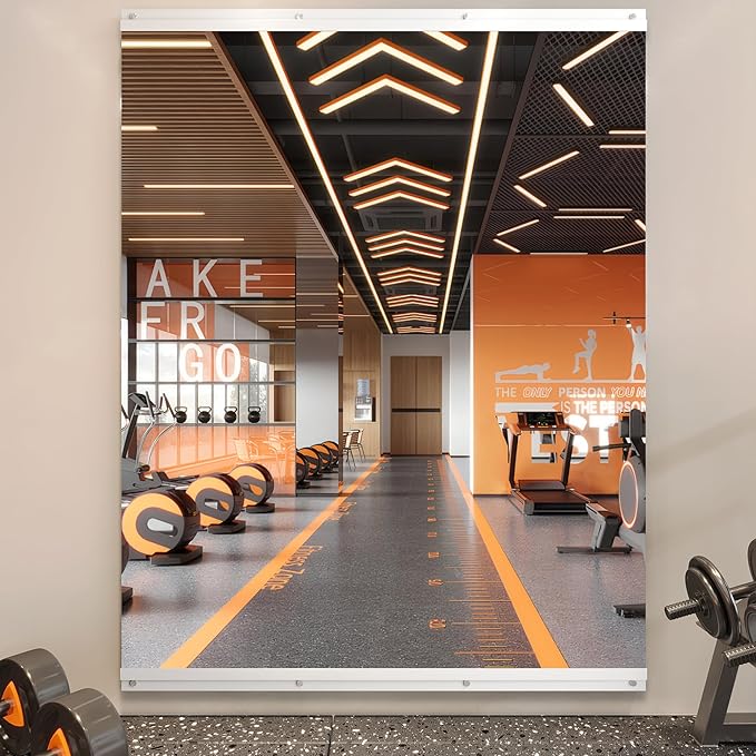 ROOMTEC Workout Mirrors for Home Gym 60"x48", Large Wall Mirror Full Length for Fitness, Yoga, Big Wall Mounted Frameless Glass Mirror for Garage, Dance Studio, Bedroom