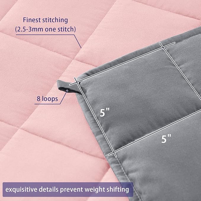 yescool Weighted Blanket for Adults (17 lbs, 48" x 72", Pink Grey) Cooling Heavy Blanket for Sleeping Perfect for 190-210 lbs, Twin Size Breathable Blanket with Premium Glass Bead, Machine Washable