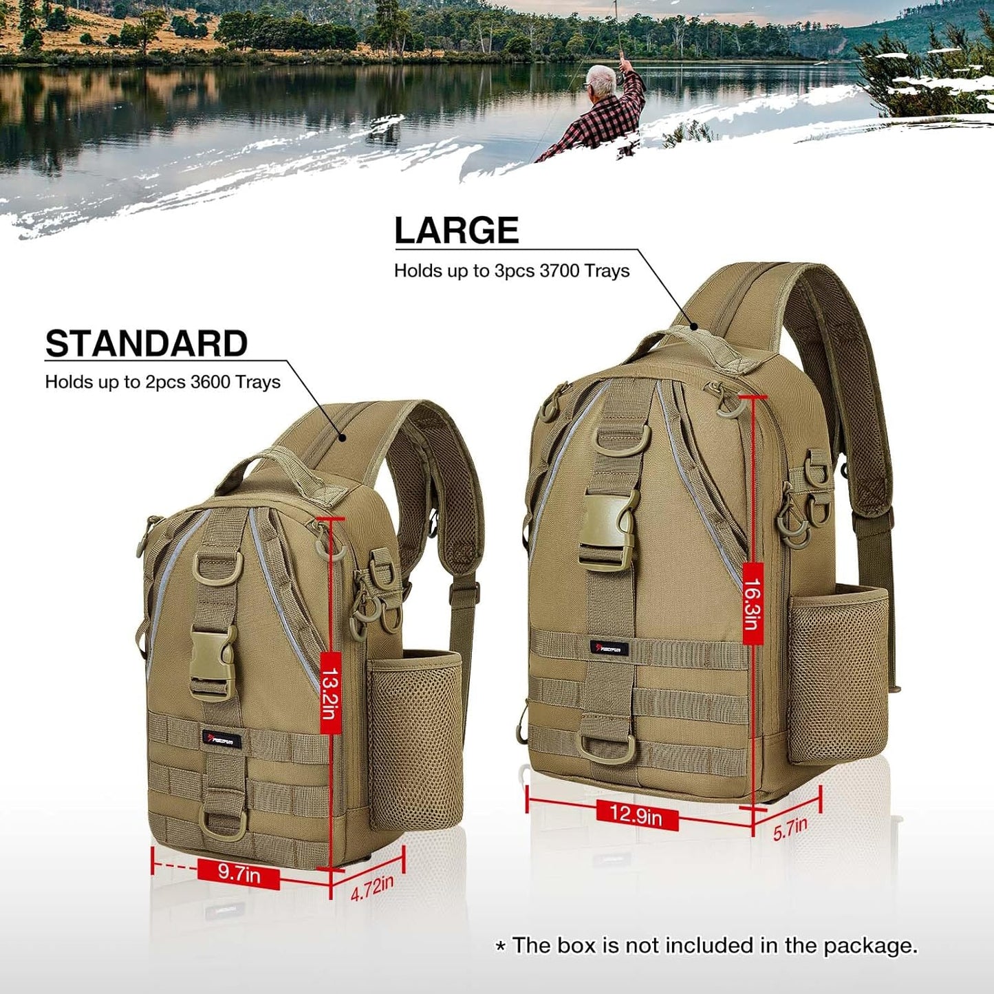 Piscifun Fishing Backpack with Rod Holder, Lightweight Sling Bag Storge Gear and Equipment