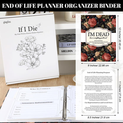 gisgfim I'm Dead Now What End of Life Planner Organizer Binder 8.5x11 Flower