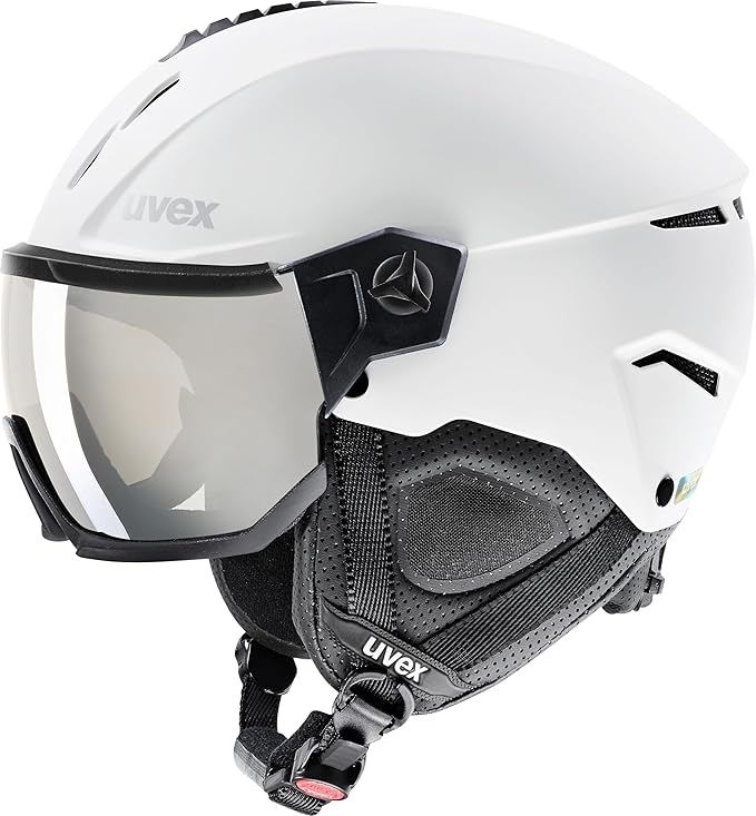 uvex Instinct Visor - Adjustable ski & Snowboard Helmet with Integrated Visor for Women & Men - White-Black Matte - Extra Large