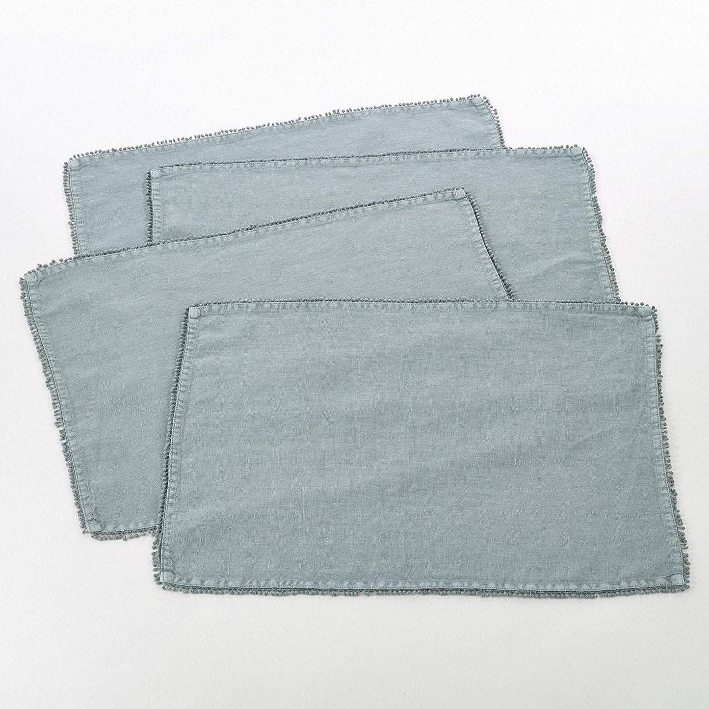 Fennco Styles Pomponin Collection Pom Pom Design 100% Linen Table Runner