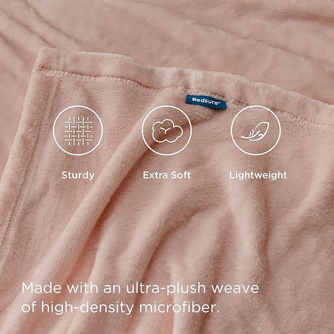 Bedsure Fleece Throw XL Blanket Dusty Pink - 300GSM Soft Lightweight Plush Cozy Blankets for Bed, Sofa, Couch, Travel, Camping, 50x70 inches