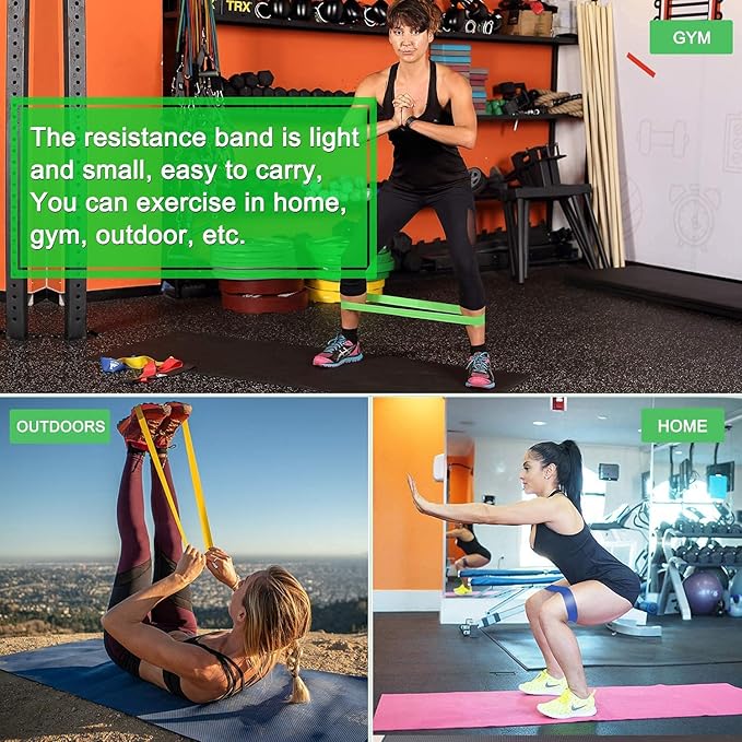 Resistance Bands Set, Workout Bands with Handles, Door Anchor, Ankle Straps and Carry Bag, Exercise Bands for Shape Body and Home Workouts
