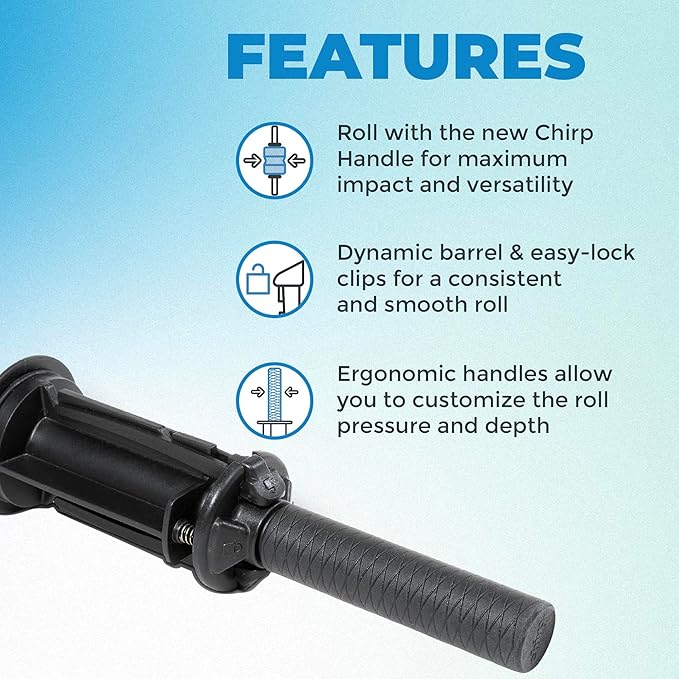 Chirp Focus Muscle Roller Handle and Wheel Rack - Equipment for Deeper Muscle Recovery and Secure Storage, Best Combined with 4-Inch Focus Wheel - 15.5" (39cm)