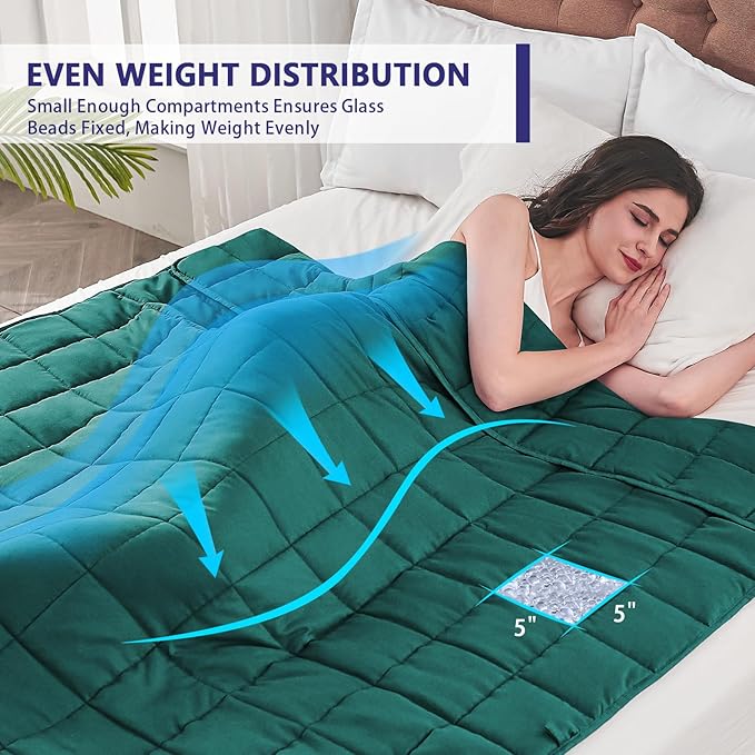 King Size Weighted Blanket for Adults (20 lbs, 80” x 87”, Dark Green) Cooling Heavy Blanket for Sleeping Perfect for 190-210 lbs, Breathable Blanket for Adults & Couple All Season, Machine Washable