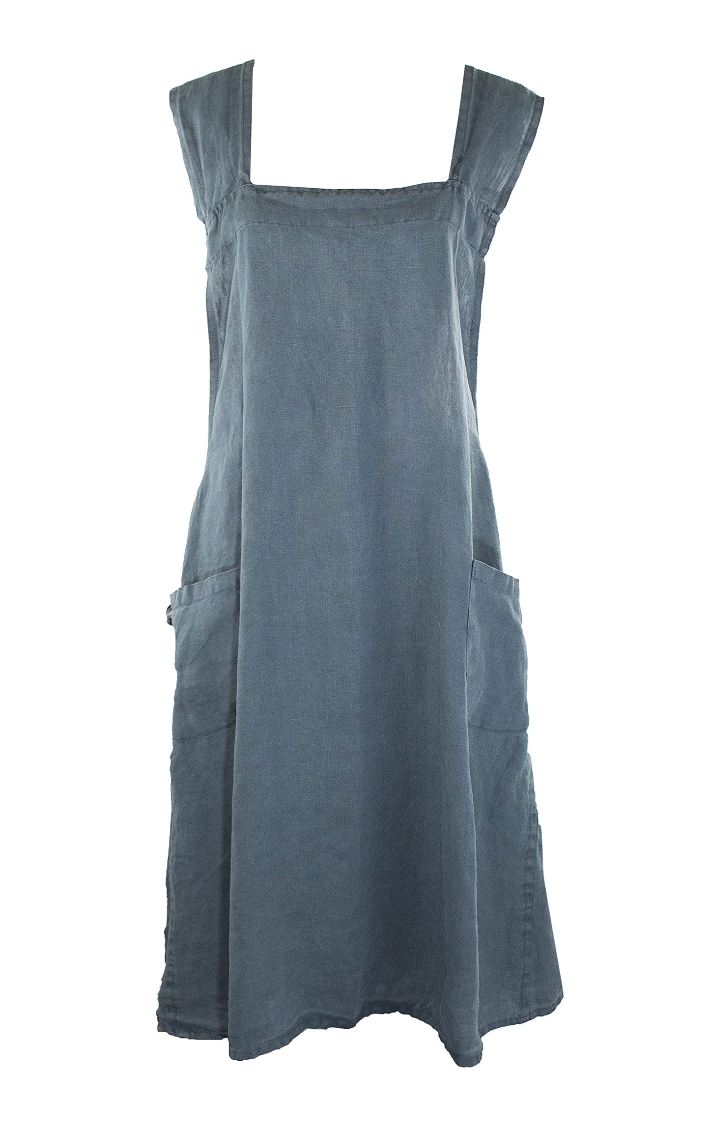 Fennco Styles Solid Criss Cross Back Apron Pure 100% Linen Cooking Kitchen Apron