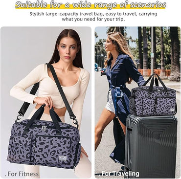 FIORETTO Women's Gym Duffle Bag with Shoes Compartment, 37L Capacity, Ideal for Travel, Gym, Sports, Duffel, Weekender