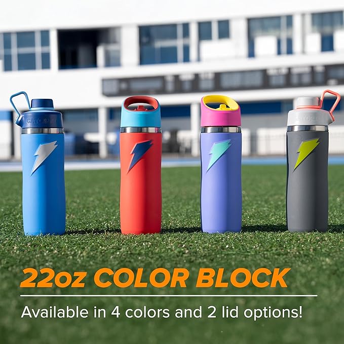 Gatorade 'Overtime' 22oz Stainless Steel Water Bottle, Straw Cap, Red/Blue