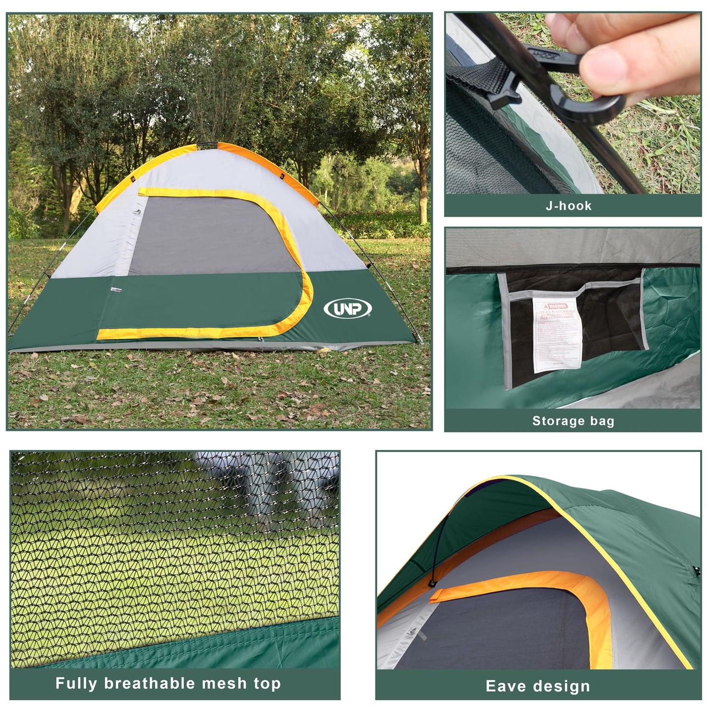 Camping Tent 4 Person, Waterproof Windproof Tent with Rainfly Easy Set up-Portable Dome Tents for Camping