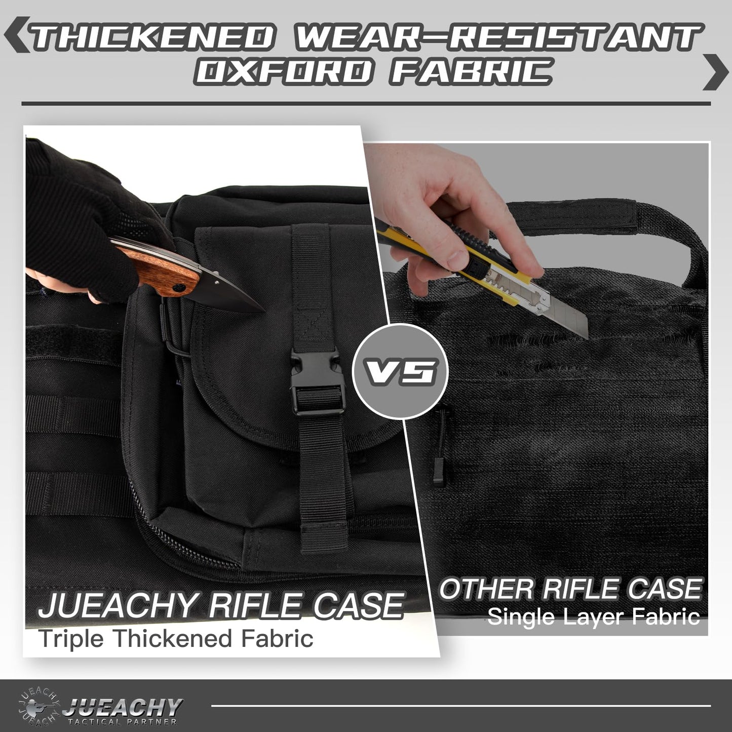 Jueachy Tactical Double Rifle Bag: 42 Inch Rifle Case Long Gun Bag Soft Bags Conceal Backpack Strap Lockable Compartment