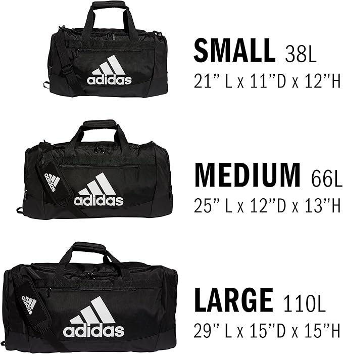 adidas Unisex Defender 4.0 Gym Duffel Bag for Men and Women, Black/White, Small (38L)