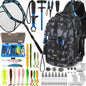 PLUSINNO Fishing Backpack with Tackle Boxes, Waterproof Fishing Sling Tackle Bag For Fishing Gear With Rod Holder, Fishing Gifts for Men With Fishing lures, Fishing pliers, Fish Lip Gripper.