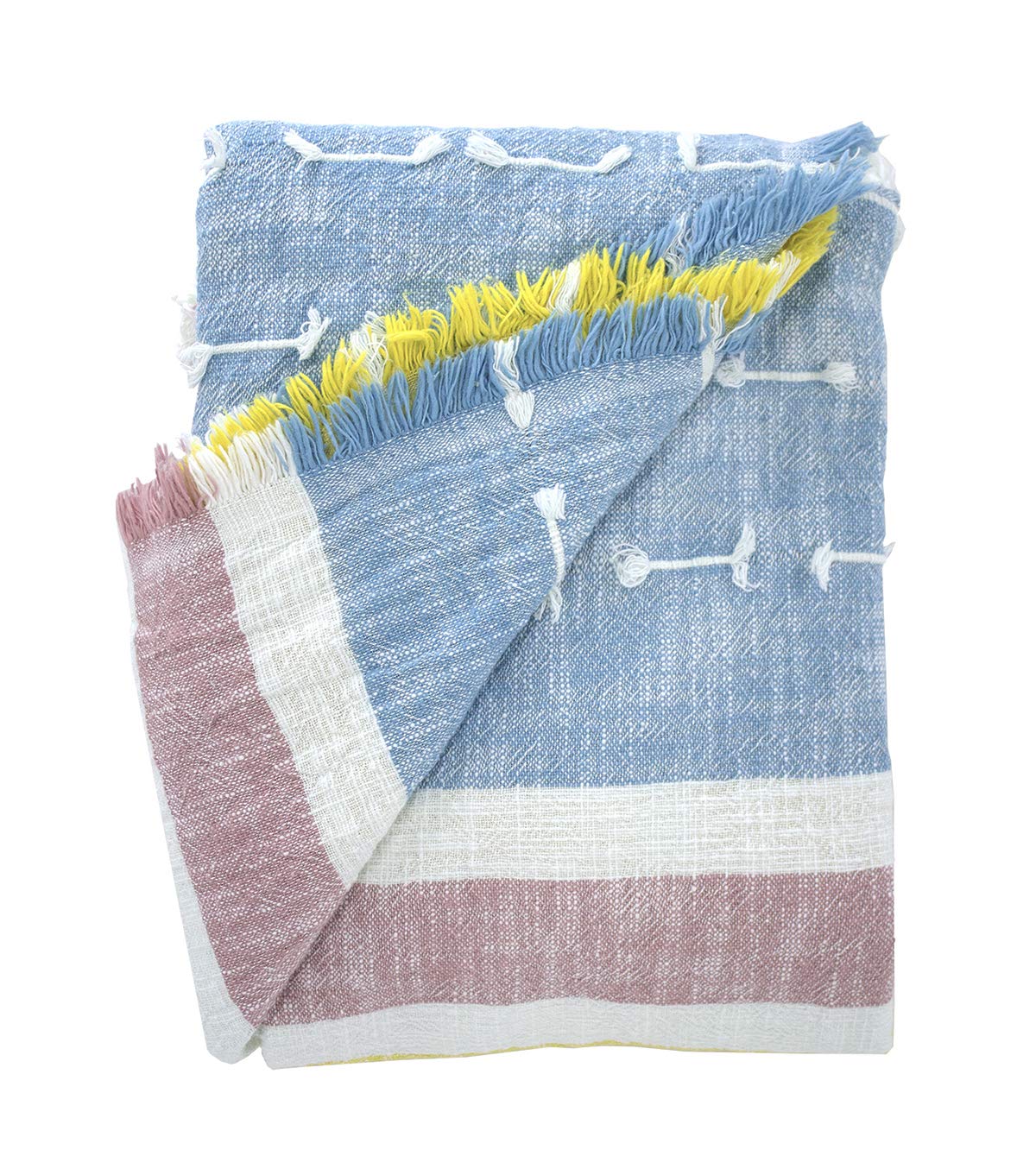 Fennco Styles Multicolor Striped Tassel Throw Blanket
