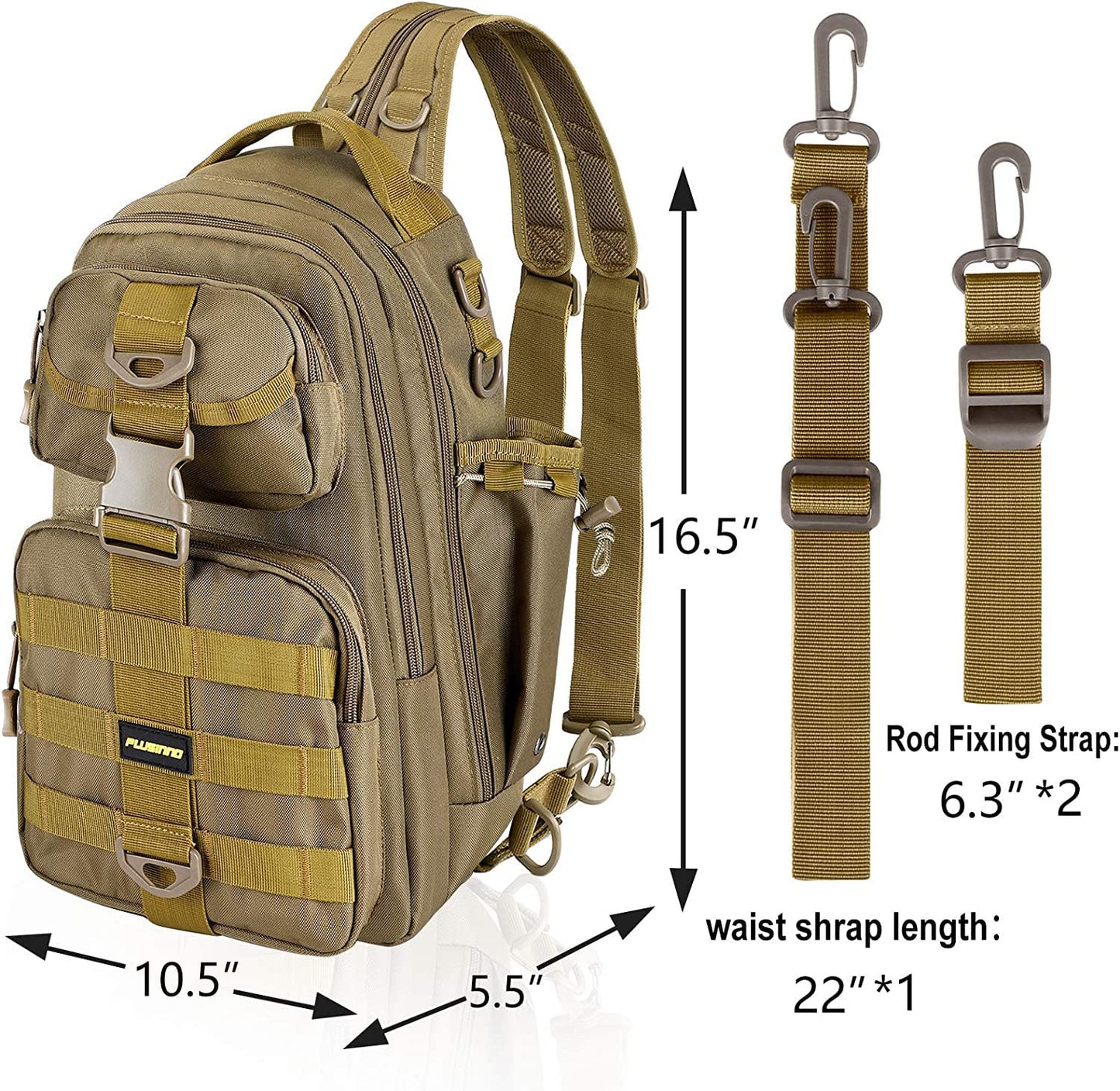 PLUSINNO Fishing Backpack with Fishing Rod and Reel Combos Tackle Boxes, Waterproof Tackle Backpack for Fishing Gear with Rod Holder, Fishing Gifts for Men with Fishing Tool Kit...