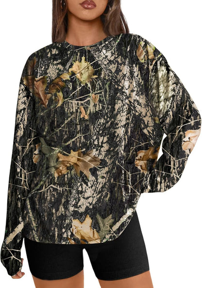 Women's Oversized Long Sleeve T-Shirt Casual Crewneck Basic Tee