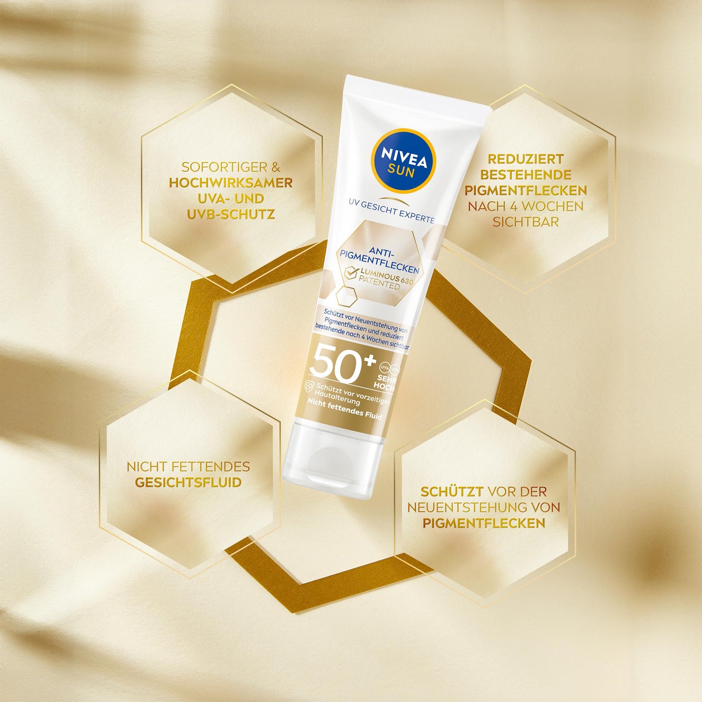 Nivea Sun Luminous630 Anti-Spot Sunscreen Face Cream SPF50+ - Non-Greasy, Reduces Sun Spots, 1.35 fl oz