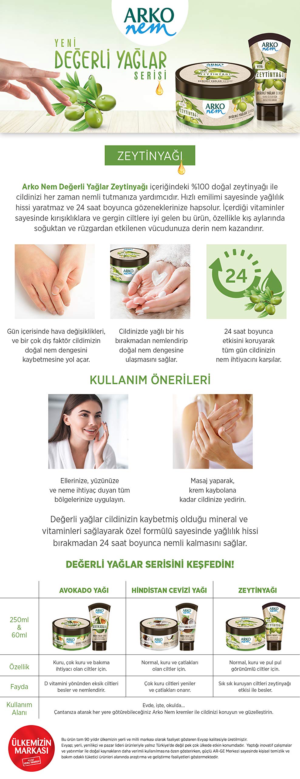 Arko Moisture Olive Oil Cream 60ml - Nourishing Formula | Hydrating