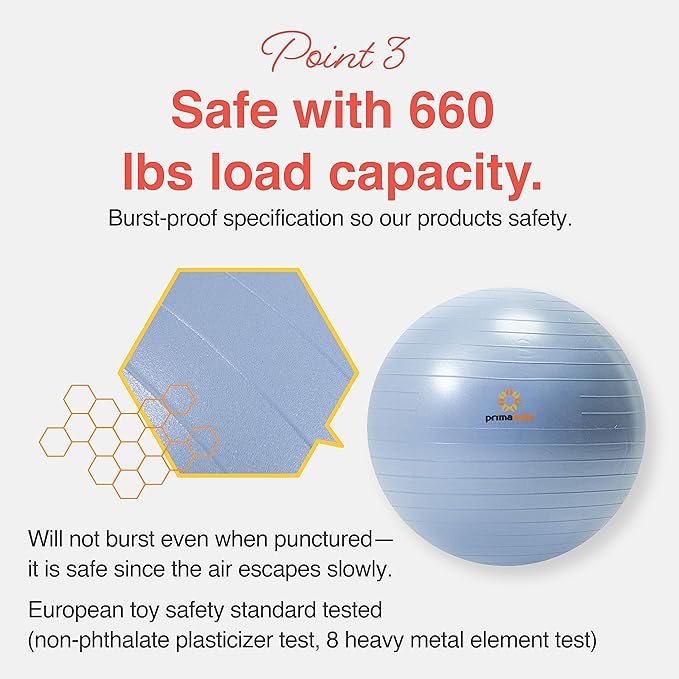 Exercise Ball for Balance Stability Fitness Workout Yoga Pilates at Home Office & Gym Birthing Ball for Pregnancy, Office Ball Chair