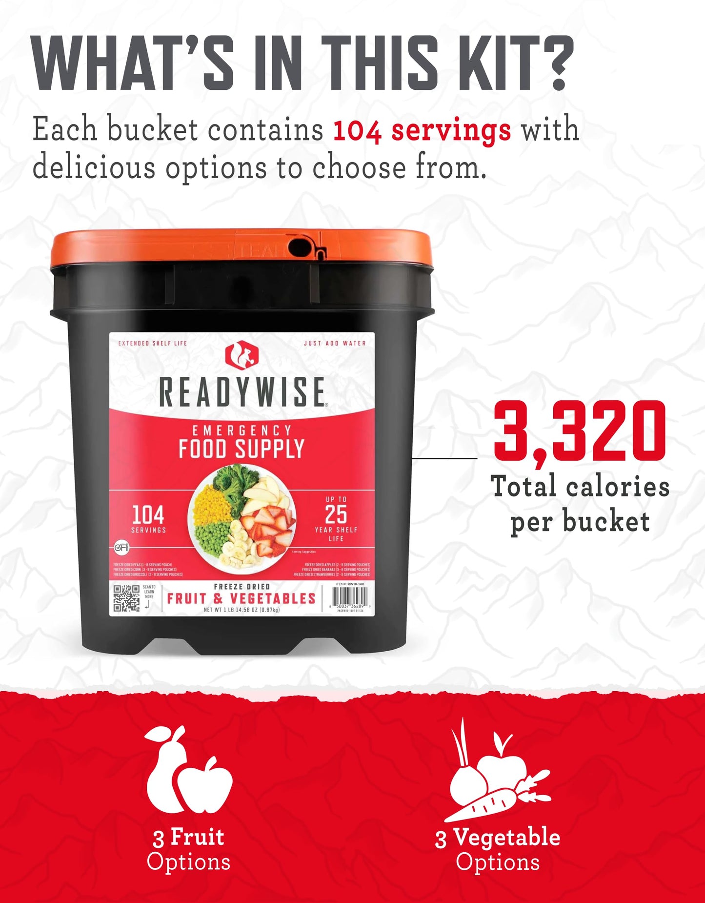 ReadyWise Emergency Food Supply - 132 Servings, Survival Bucket, Dehydrated & Freeze Dried Protein Meals, Camping Essentials, Ready to Eat Disaster Prepping Supplies,up to 25 Year Shelf Life