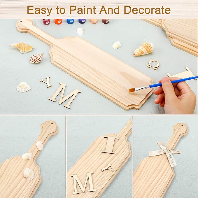Pllieay 6 Pcs 15 Inch Unfinished Wooden Greek Fraternity Sorority Paddle - Pine Wood Great for DIY Arts Crafts