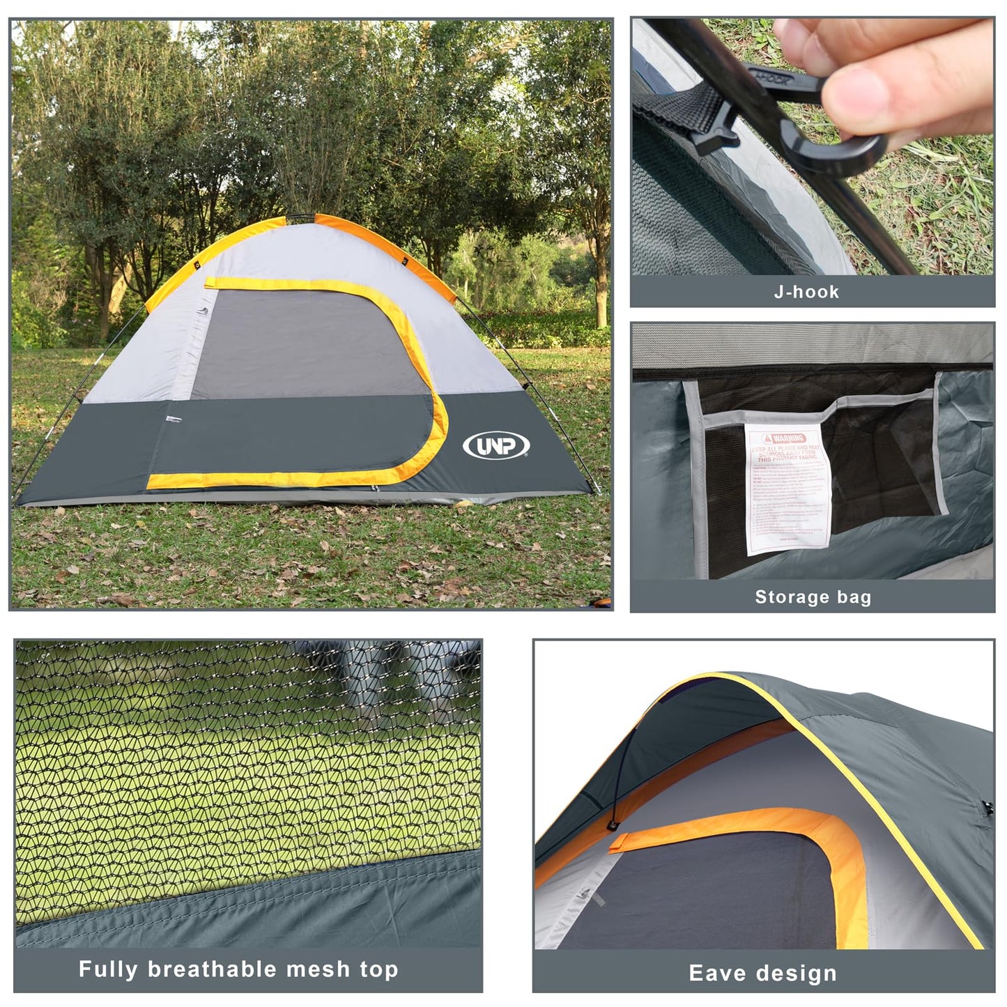 Camping Tent 4 Person, Waterproof Windproof Tent with Rainfly Easy Set up-Portable Dome Tents for Camping