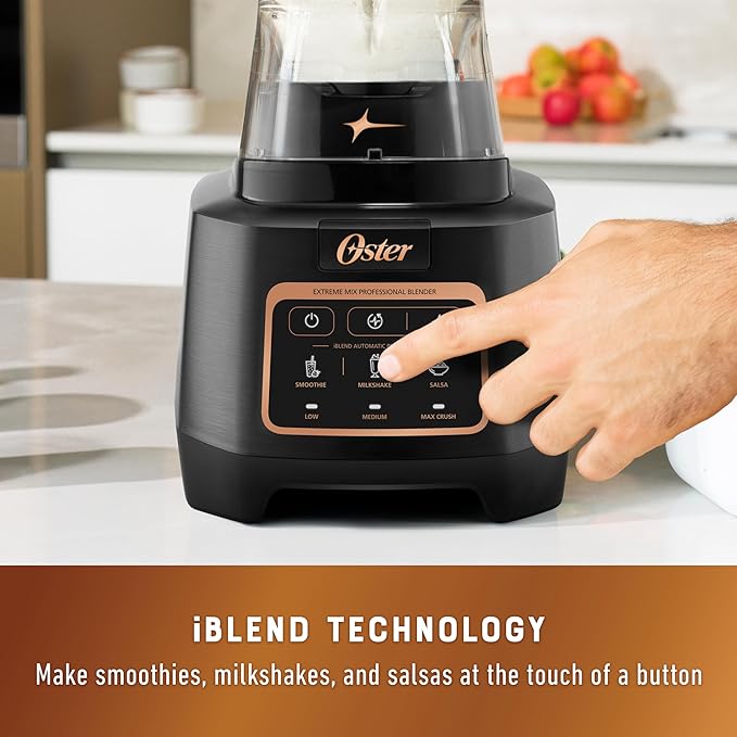 Oster Extreme Mix Blender, 1500 Watt High Speed Blender with 10-Point Blade, 64 oz. with Auto Programs